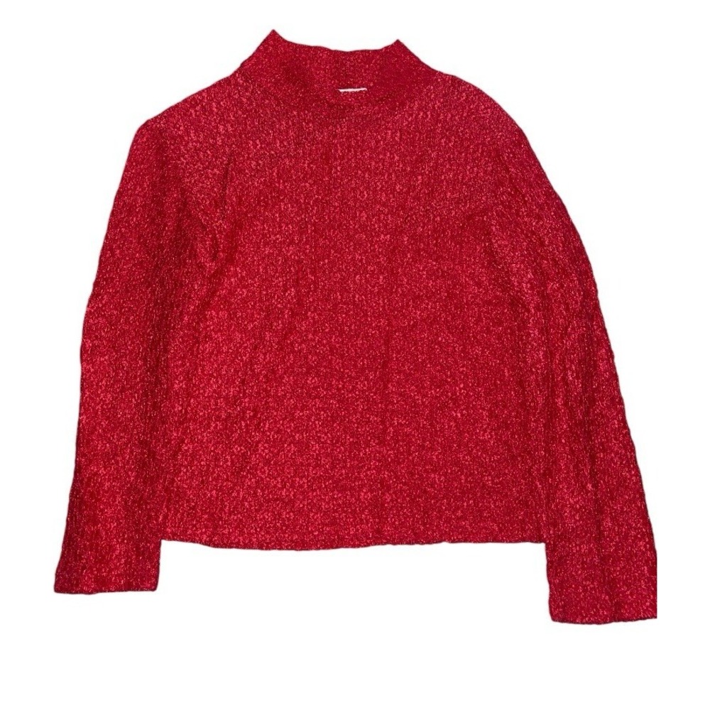 Rod's Western Slinky Show Shirt Women's Large Stretch Mock Neck Equestrian Red